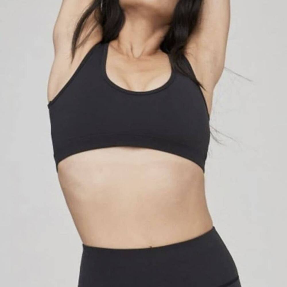 Varley Agorua Full Support Sports Bra Black Zip Back Activewear Athletic Sz S